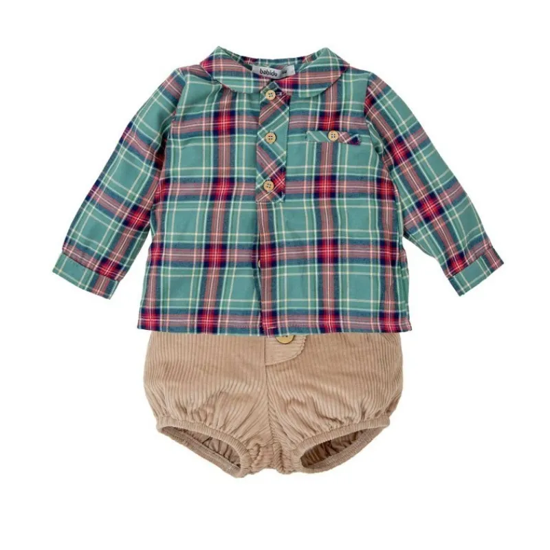 Babidu Conjuntos Bebe Niño^Conjunto bebe de niño en tartán PINO