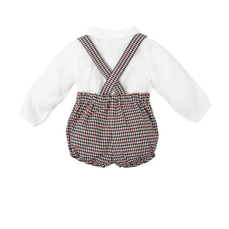 Babidu Conjuntos Niño | Conjuntos Bebe Niño^Conjunto bebe de niño tirantes en pata de gallo NOGAL