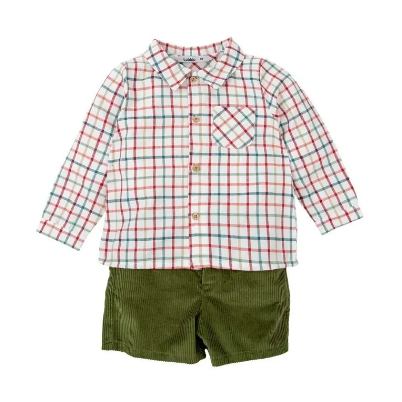Babidu Conjuntos Niño | Conjuntos Bebe Niño^Conjunto de niño pantalón corto a cuadros ACACIA