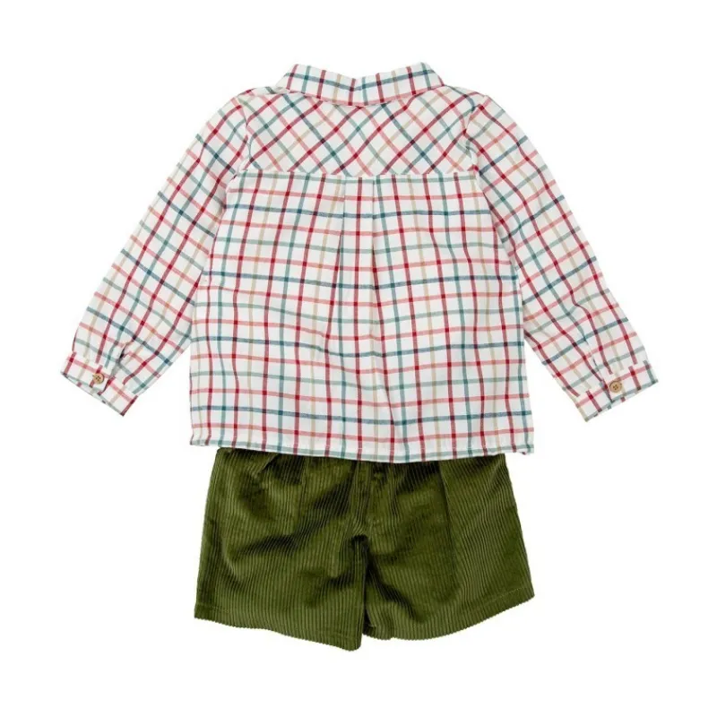 Babidu Conjuntos Niño | Conjuntos Bebe Niño^Conjunto de niño pantalón corto  a cuadros ACACIA