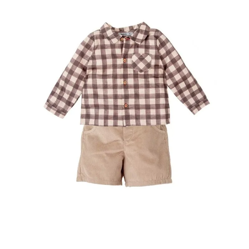 Babidu Conjuntos Niño | Conjuntos Bebe Niño^Conjunto de niño pantalón corto a cuadros ALAMO