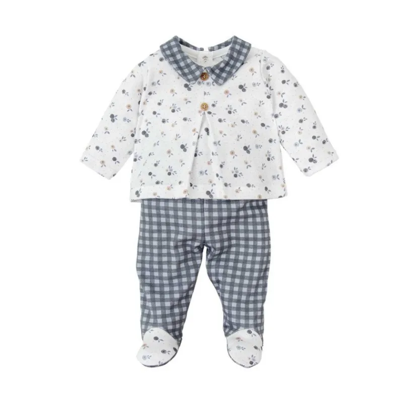 Babidu Conjuntos Bebe Niño^Conjunto polaina cuello pico con motivos florales CEDRO