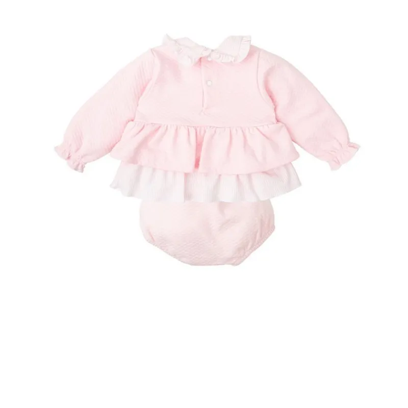 Babidu Conjuntos Bebe Niño | Conjuntos Bebé Niña^Conjunto ranita con camisa cuello volante liso ARCE