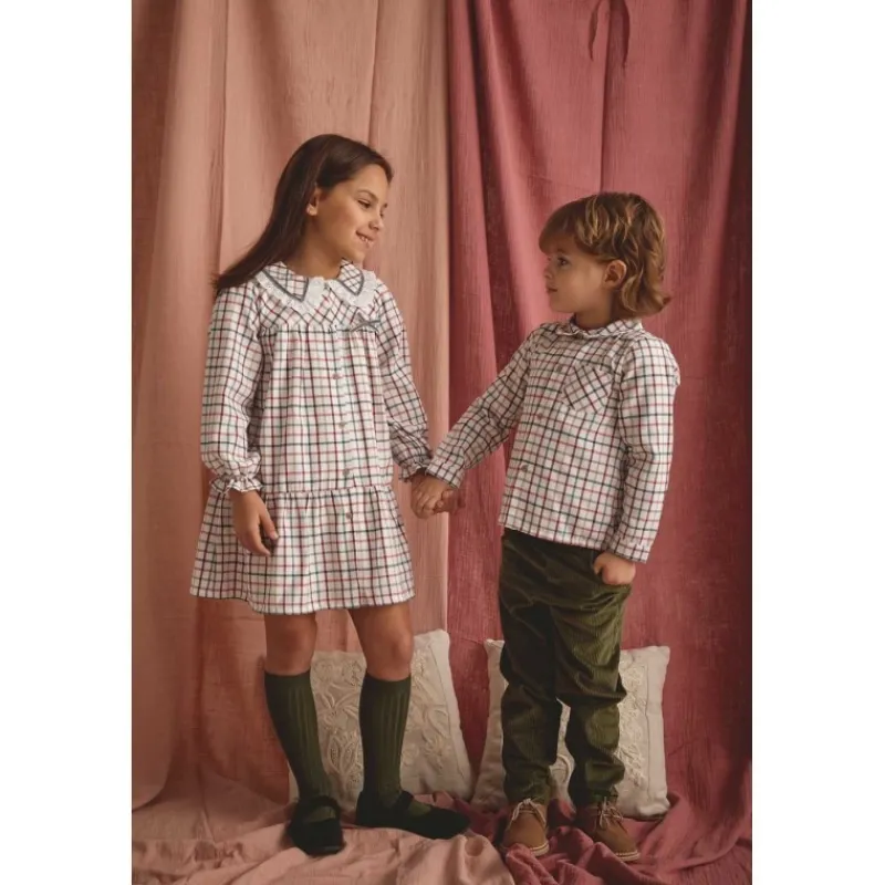 Babidu Vestidos Niña | Vestidos Y Jesusitos Bebe Niña^Vestido de niña a cuadros ACACIA