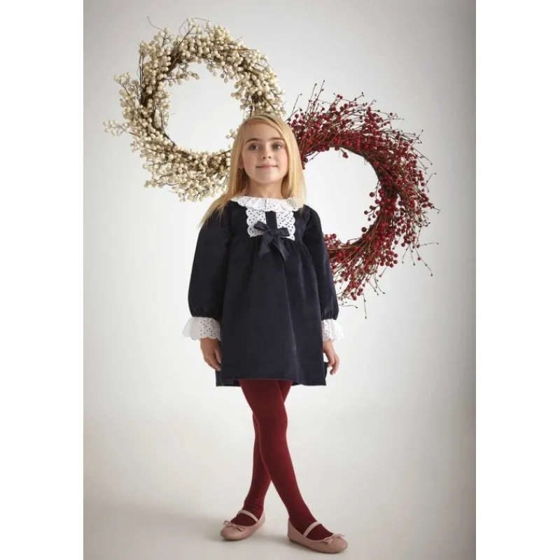 Babidu Vestidos Niña | Vestidos Y Jesusitos Bebe Niña^Vestido de niña en terciopelo ABETO