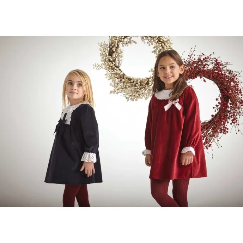 Babidu Vestidos Niña | Vestidos Y Jesusitos Bebe Niña^Vestido de niña en terciopelo ABETO